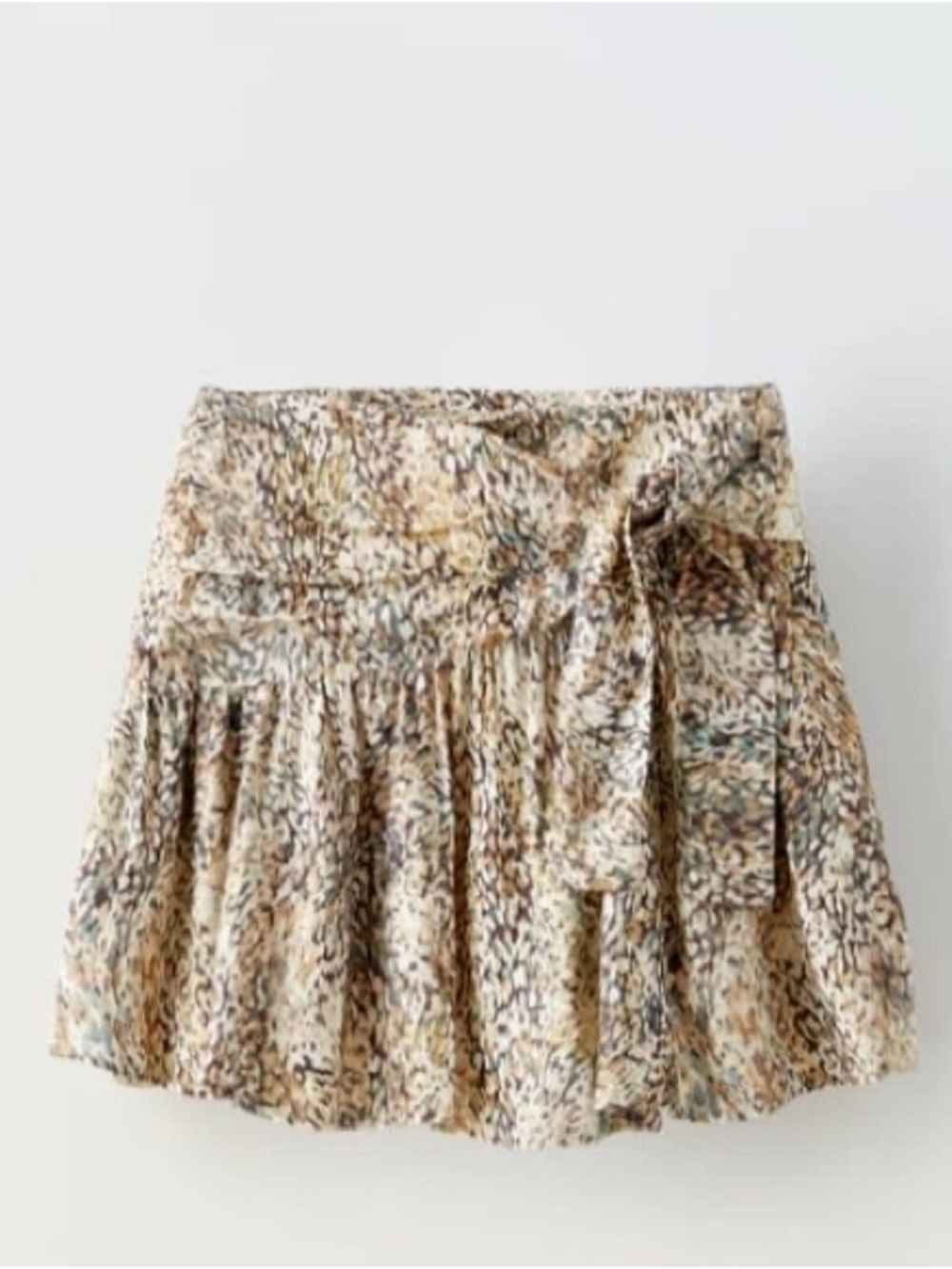 Zara brown and beige floral print mini skirt